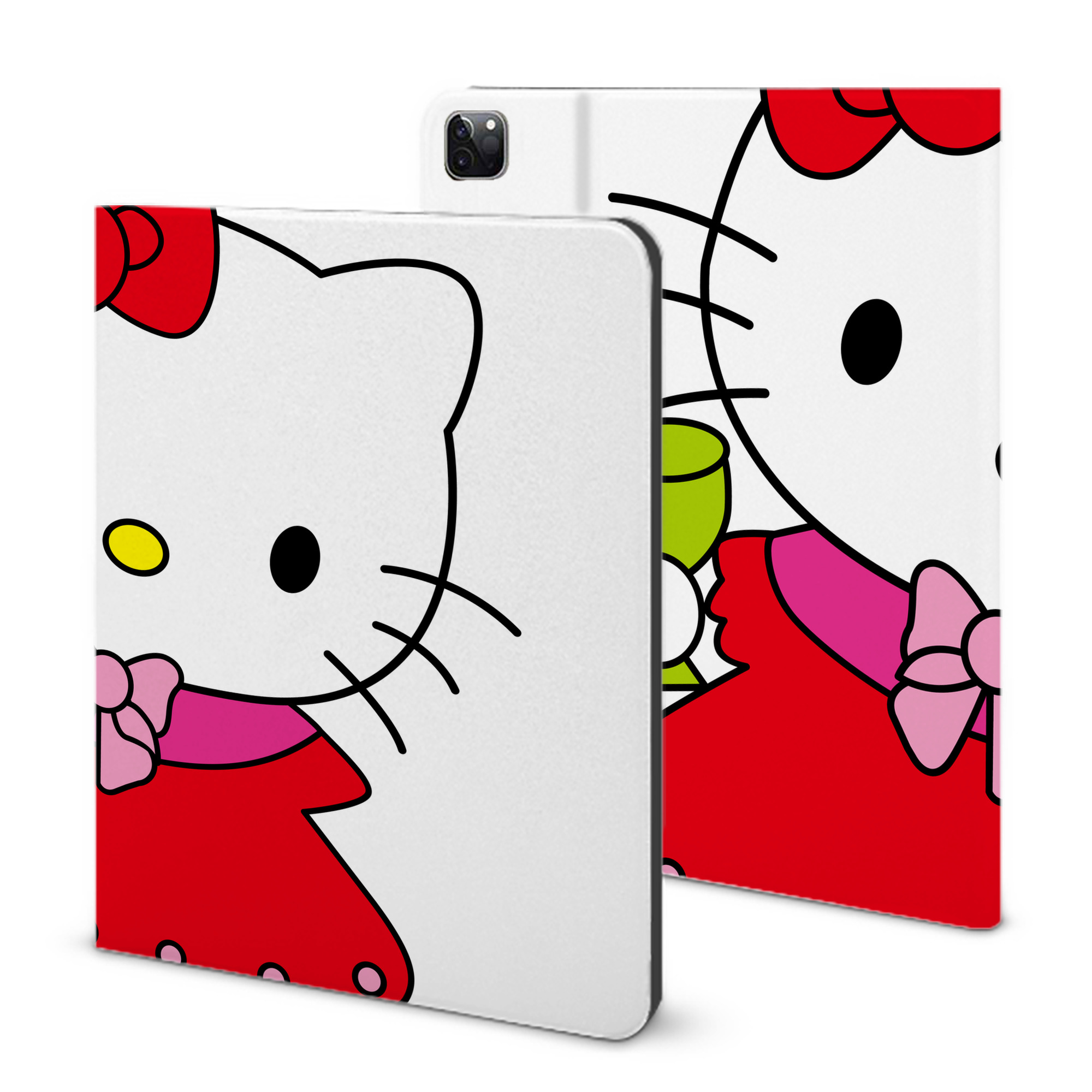（画像用） Hello Kitty ハローキティ IPad ケース ブック型 PUレザー TPU 耐衝撃 軽量 薄型 ペン収納なし 全面保護 IPad 各モデル対応